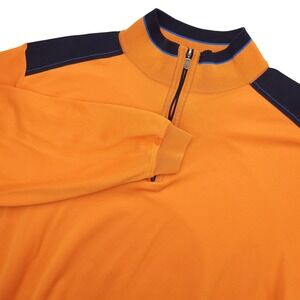 St. Croix Regatta Sweatshirt Mens XL Orange 1/4 Zip Mock Neck Pullover Nautical